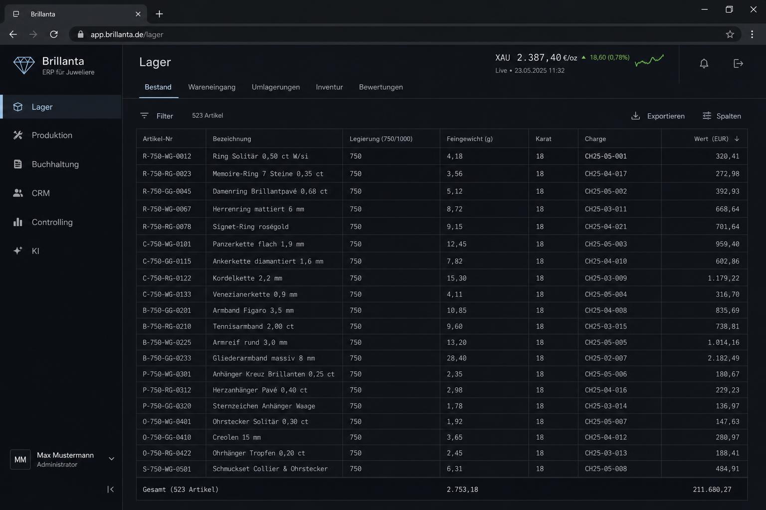 Brillanta Dashboard